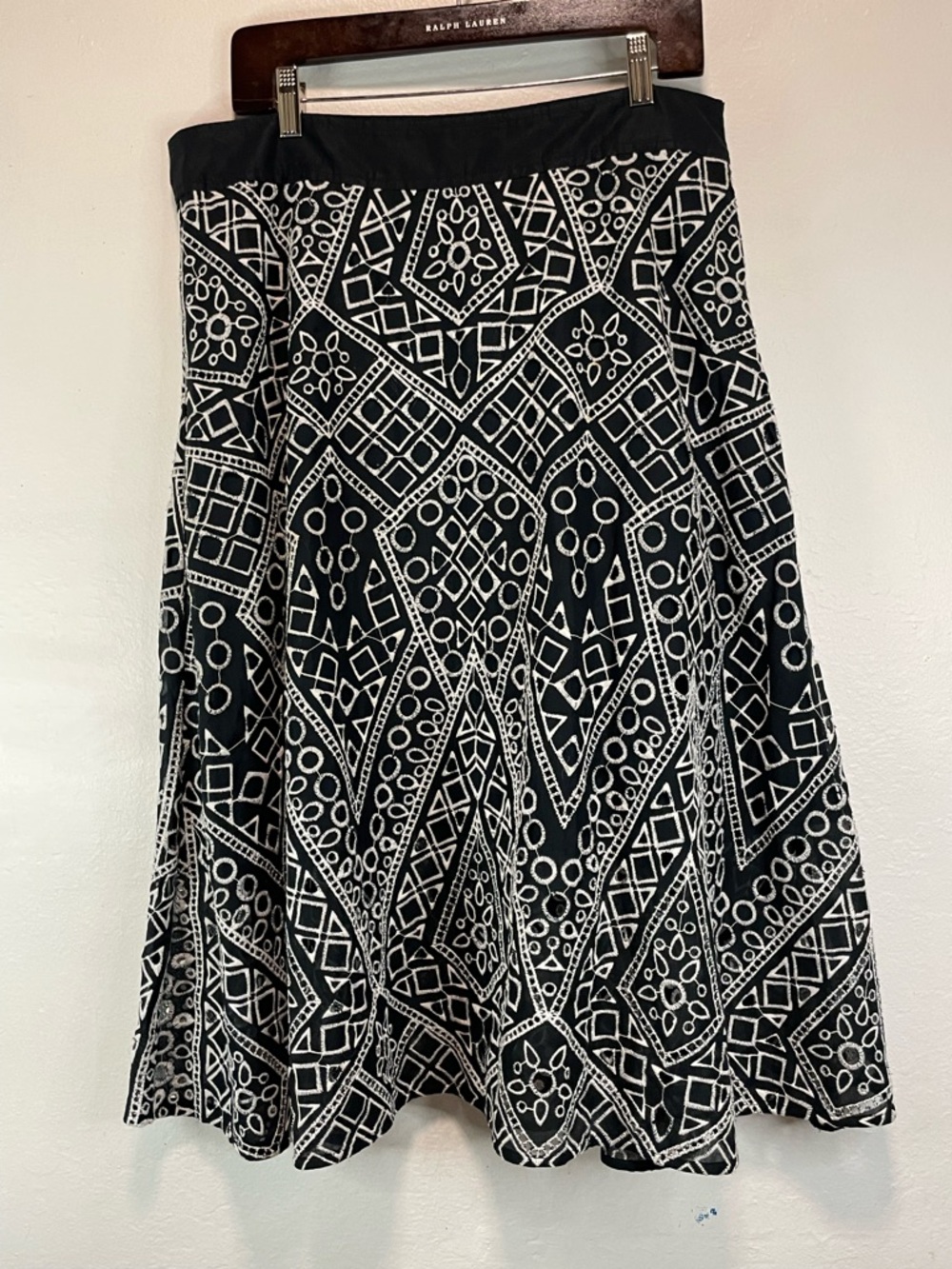 Banana Republic Black & White Geometric A-Line Skirt